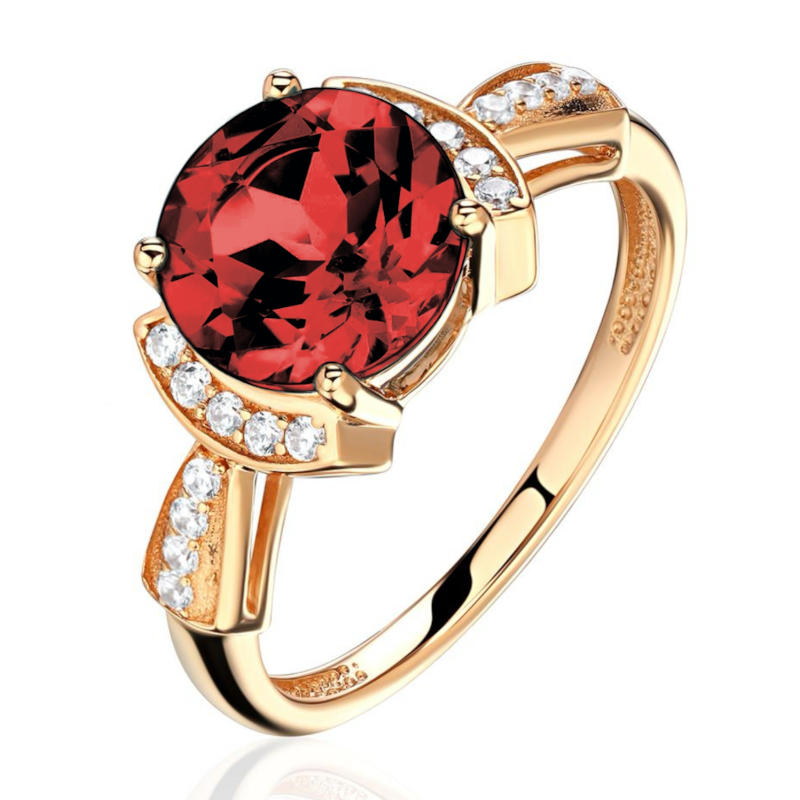 Кольцо из красного золота 585 пробы с гранатом и фианитами 01К3116525-3