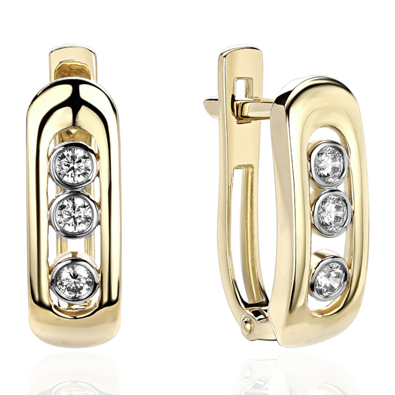 Серьги из желтого золота 375 пробы с фианитами 01С1313121SР