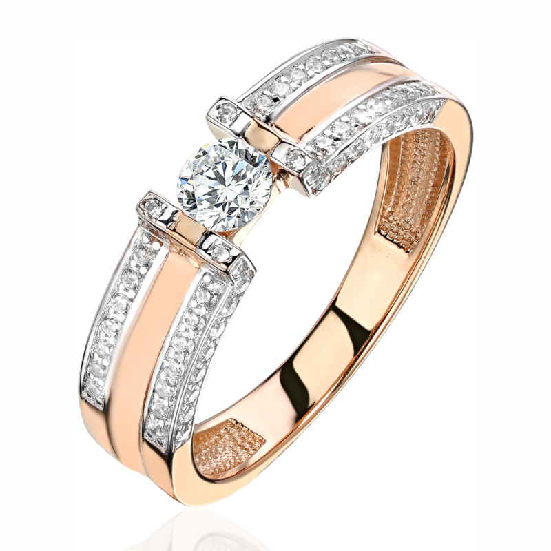 Кольцо из красного золота 585 пробы с фианитами 01К1116030Р