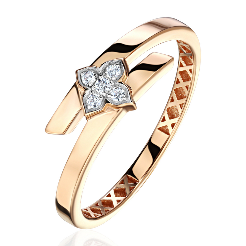 Кольцо из красного золота 585 пробы с фианитами 01К1117025