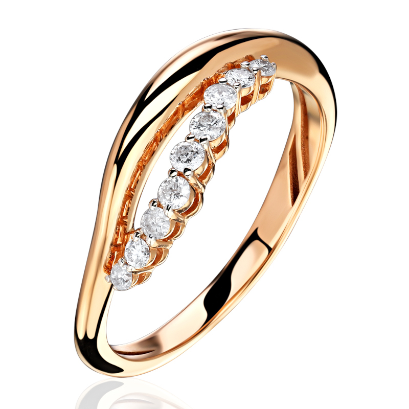 Кольцо из красного золота 585 пробы с бриллиантами 01К6115791Р