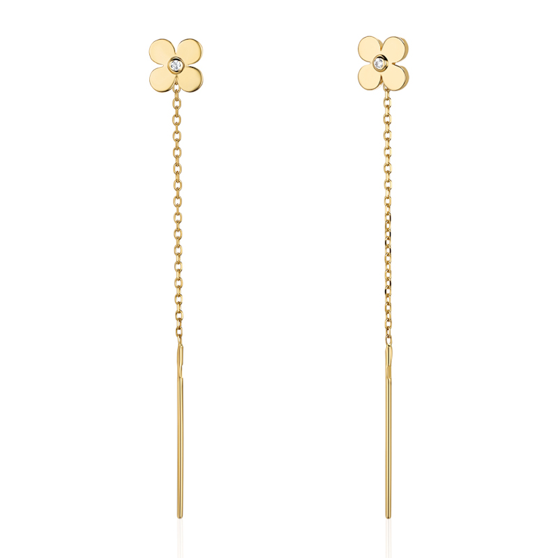 Серьги из желтого золота 585 пробы с фианитами 01С1315573