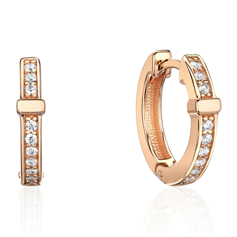 Серьги из красного золота 585 пробы с фианитами 01С1115193