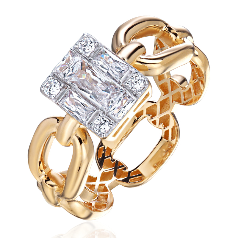 Кольцо из желтого золота 585 пробы с фианитами 01К1315686Р