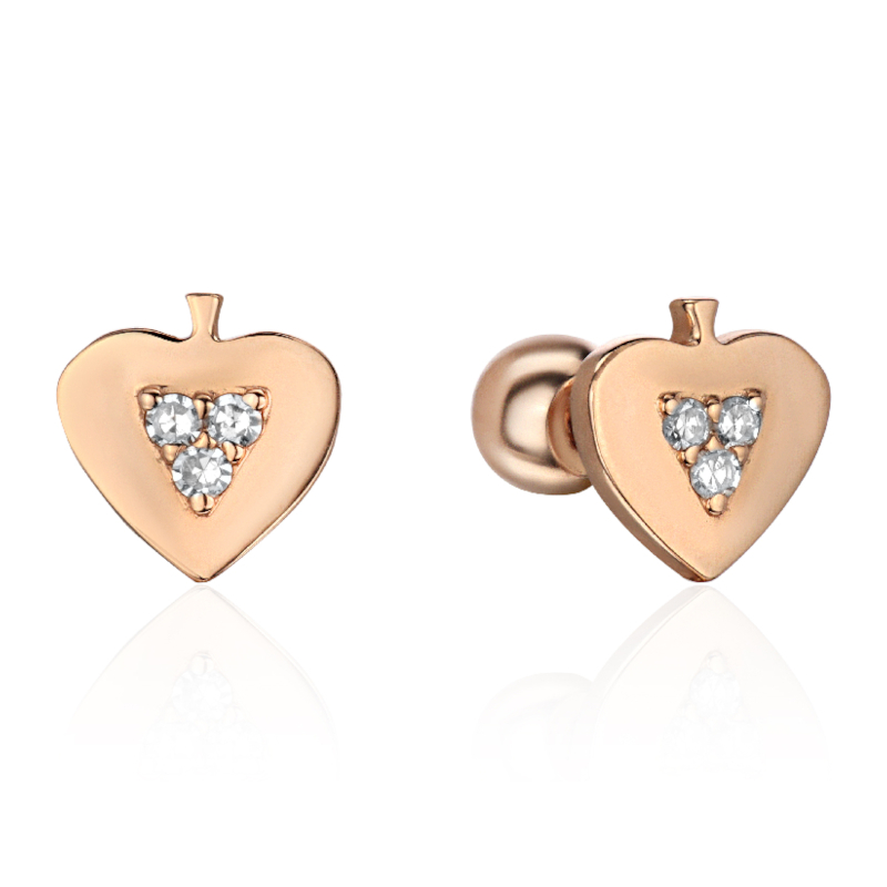 Серьга Одиночная из красного золота 585 пробы с бриллиантами 01С6117044-17