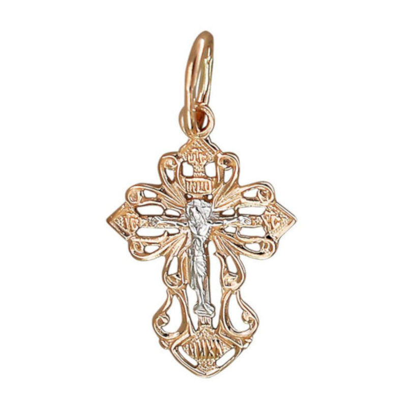 Крест нательный из красного золота 585 пробы без вставок 01Р010821