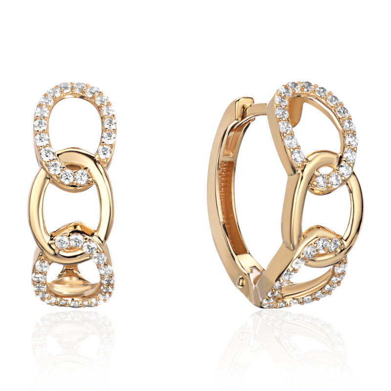 Серьги из желтого золота 585 пробы с фианитами 01С1315177