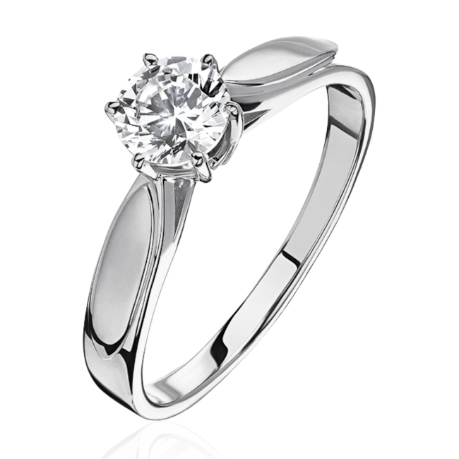 Кольцо из белого золота 585 пробы с бриллиантом 01К6214609-Л