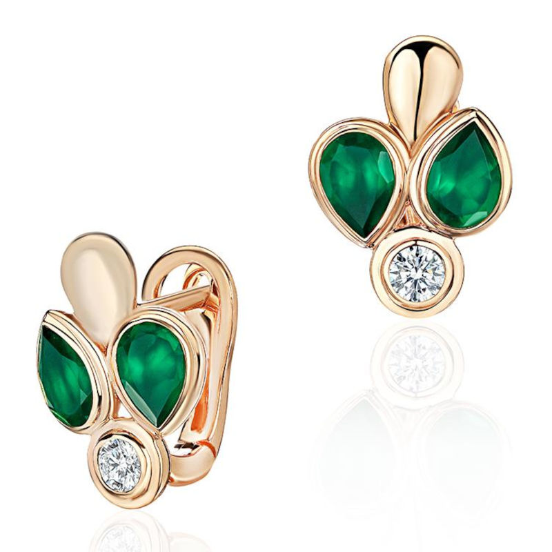 Серьги из красного золота 585 пробы с агатами и топазами 01С3115444-2