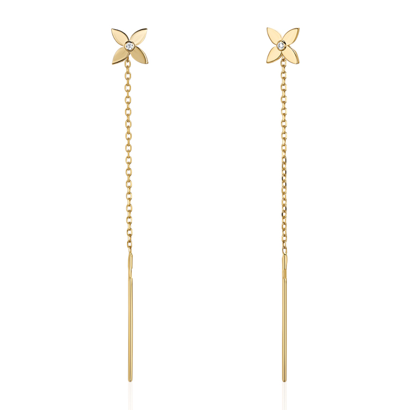 Серьги из желтого золота 585 пробы с фианитами 01С1315568