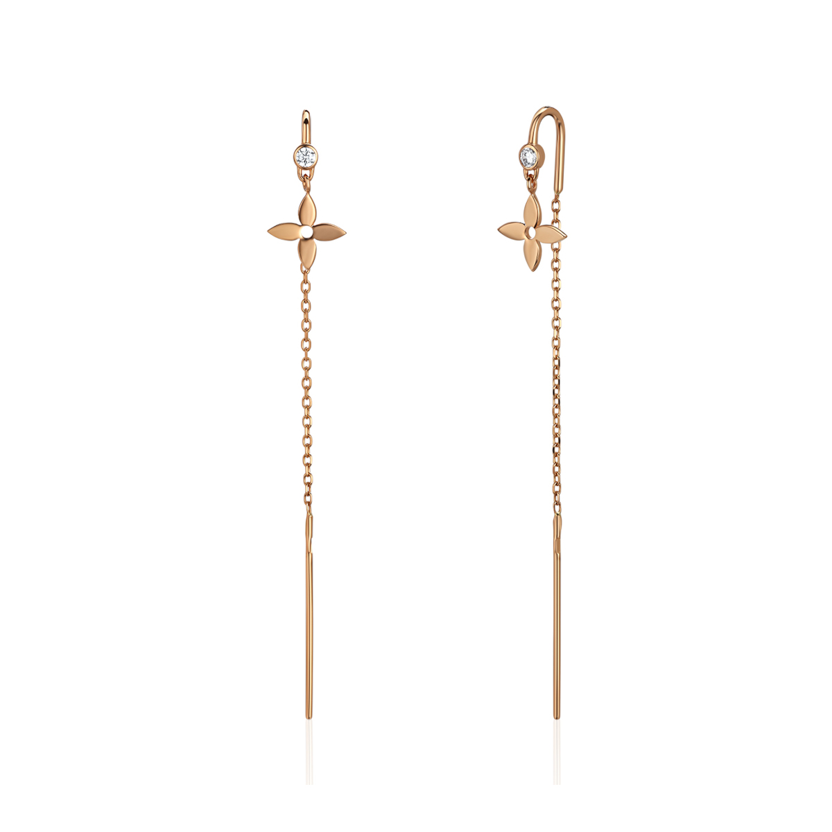 Серьги из красного золота 585 пробы с фианитами 01С1115569
