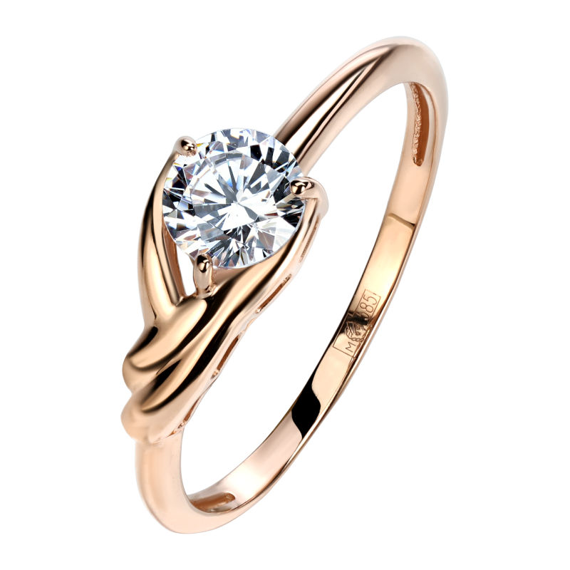 Кольцо из красного золота 585 пробы с фианитом 01К1112769