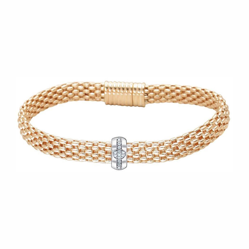 Браслет из комбинированного золота 585 пробы с фианитами 01Б162447