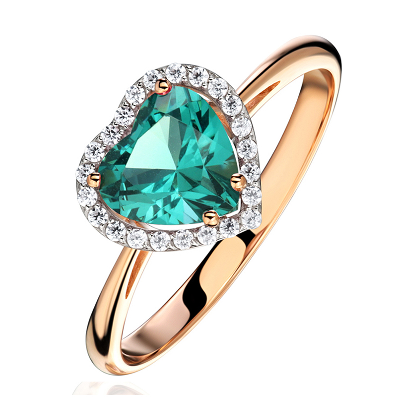 Кольцо из красного золота 585 пробы с наносинтал турмалином и фианитами 01К2115343Р-1