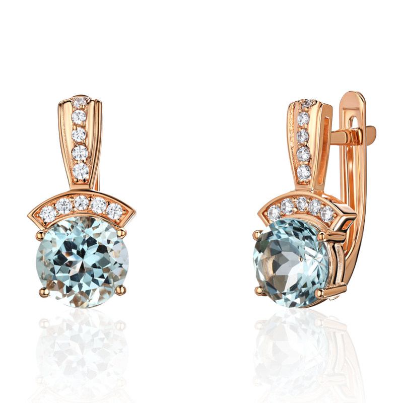 Серьги из красного золота 585 пробы с топазами и фианитами 01С3116525-1