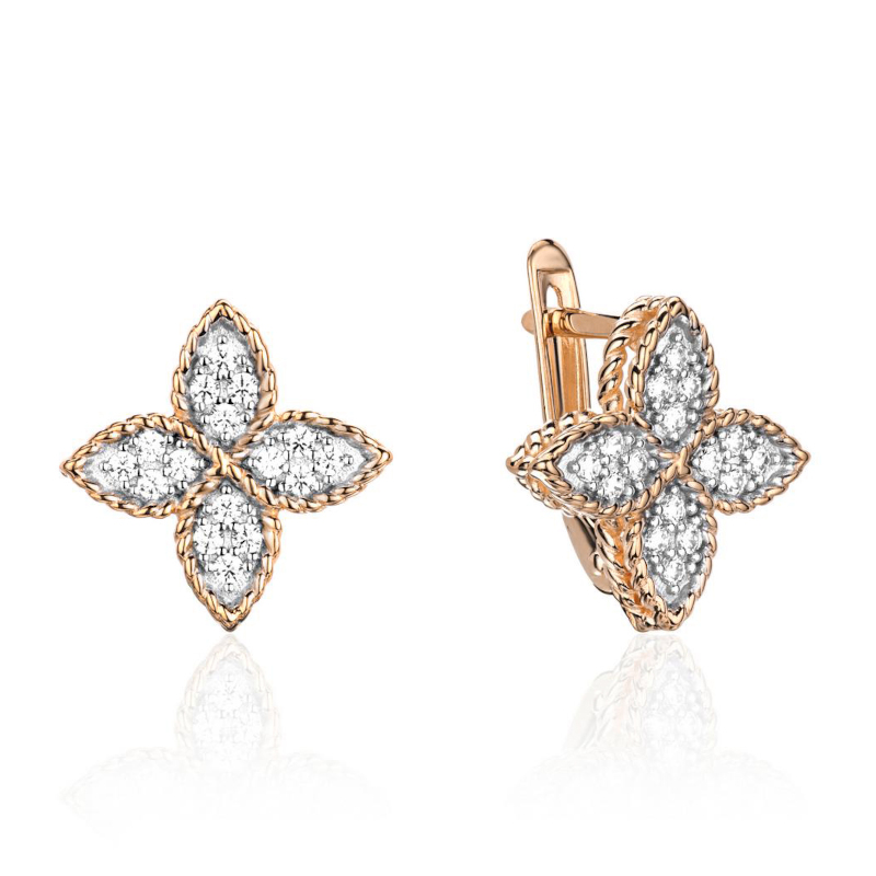 Серьги из красного золота 585 пробы с фианитами 01С1115580Р