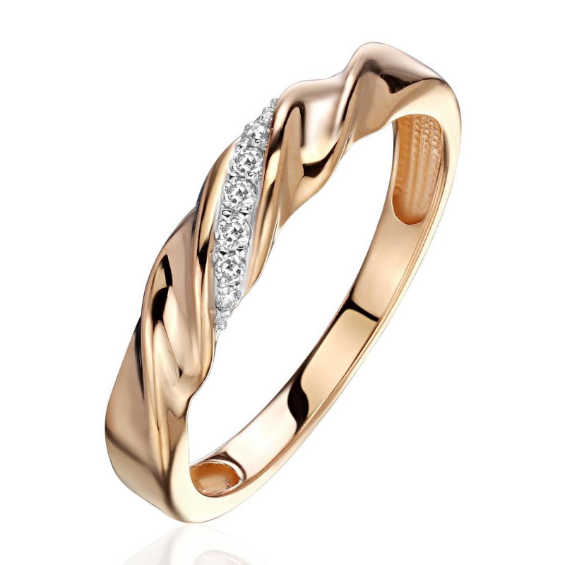 Кольцо из красного золота 585 пробы с фианитами 01К1116300Р