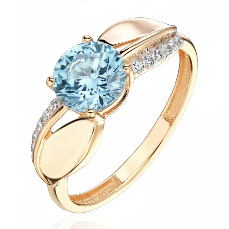 Кольцо из красного золота 585 пробы с топазом и фианитами 01К3116423Р-2