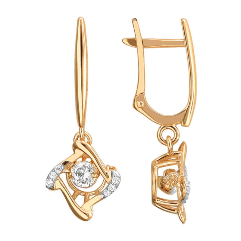 Серьги из красного золота 585 пробы с фианитами 01С1111853Р