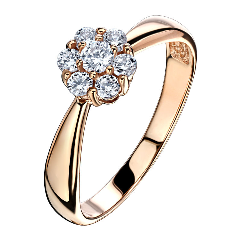 Кольцо из красного золота 585 пробы с фианитами 01К1113913 Кольцо из красного золота 585 пробы с фианитами 01К1113913