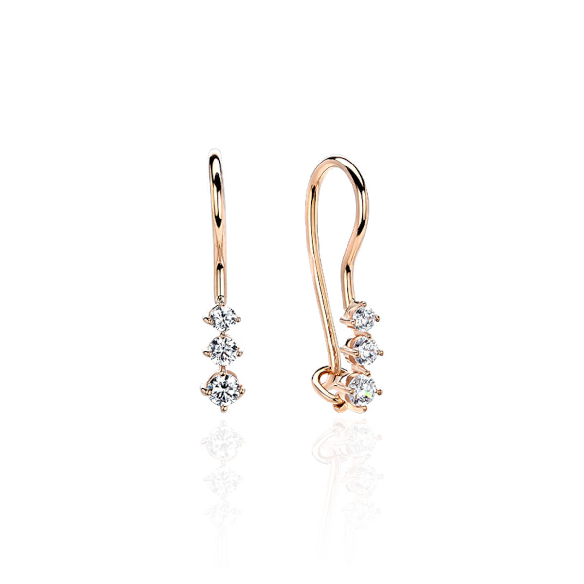 Серьги из красного золота 585 пробы с фианитами 01С114807