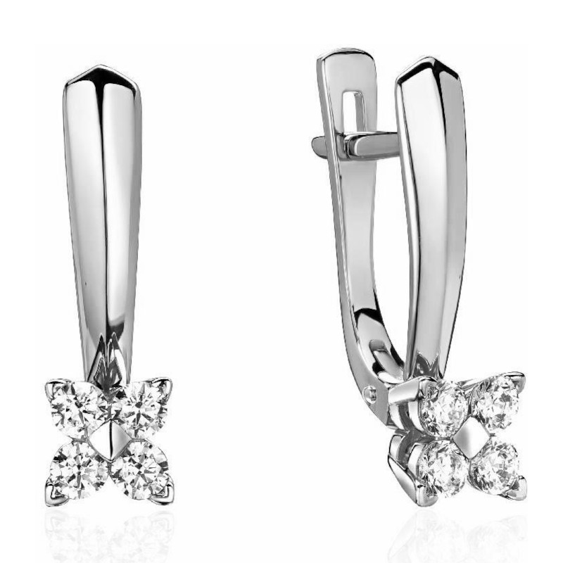 Серьги из платины 585 пробы с фианитами 01С1915500-585