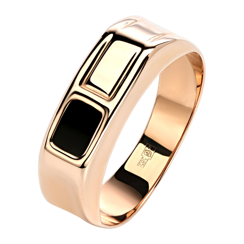 Печатка из красного золота 585 пробы с эмалью 01Т016286Э