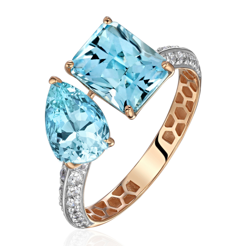 Кольцо из красного золота 585 пробы с топазами и фианитами 01К3116999Р-1