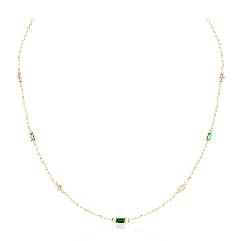 Колье из желтого золота 585 пробы с алпанитами и фианитами 01Л232391-1