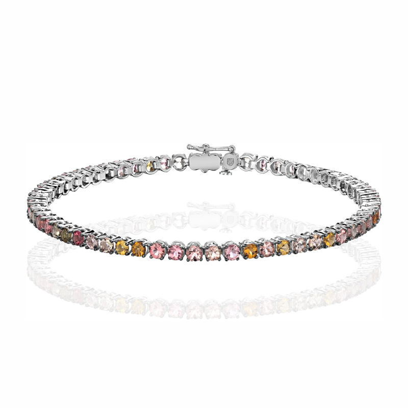 Браслет из белого золота 585 пробы с турмалином 01Б322622-8