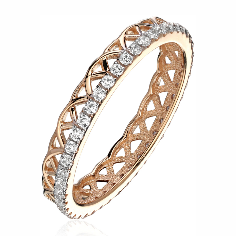 Кольцо из красного золота 585 пробы с фианитами 01К1115679Р