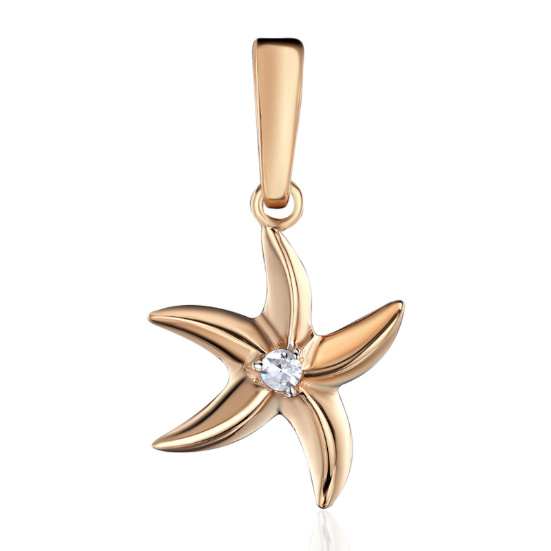 Подвеска из красного золота 585 пробы с бриллиантом 01П6117051-17