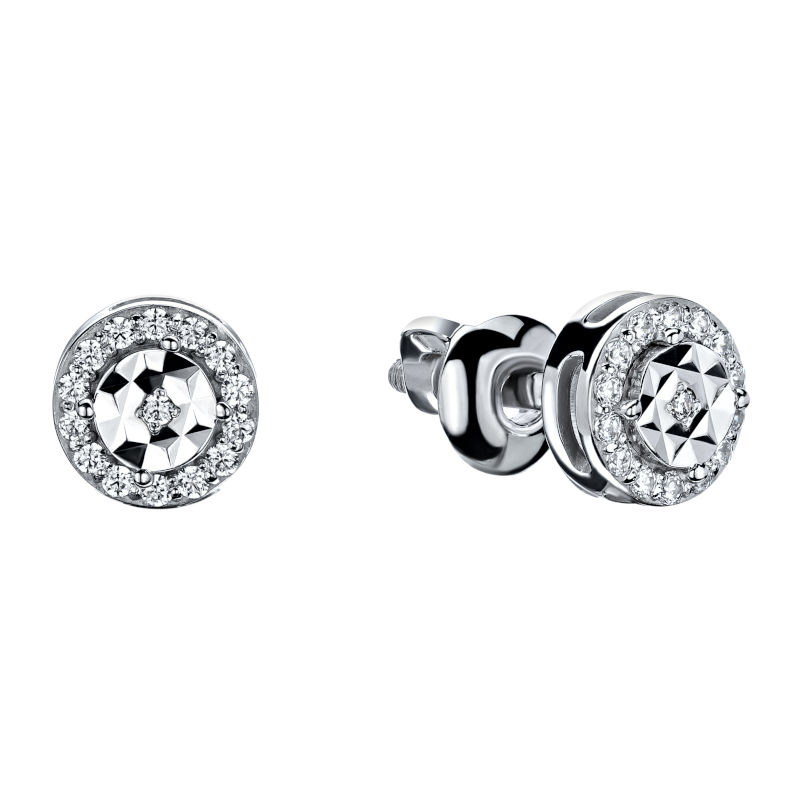 Серьги из белого золота 585 пробы с фианитами 01С1213735