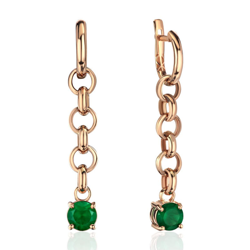 Серьги из красного золота 585 пробы с агатами 01С4116914-1