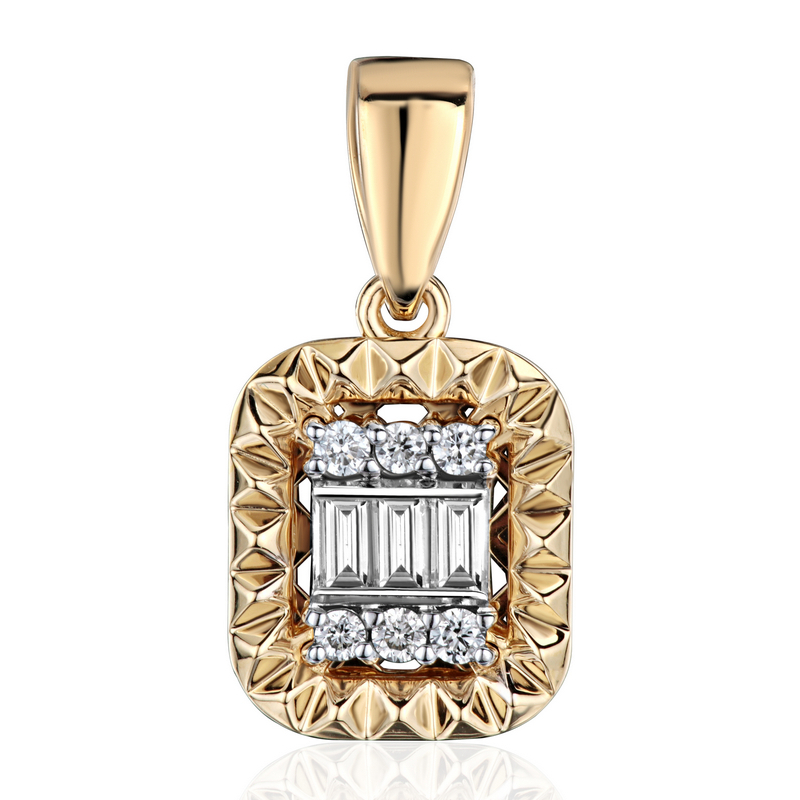 Подвеска из комбинированного золота 585 пробы с бриллиантами 01П6616614Ж