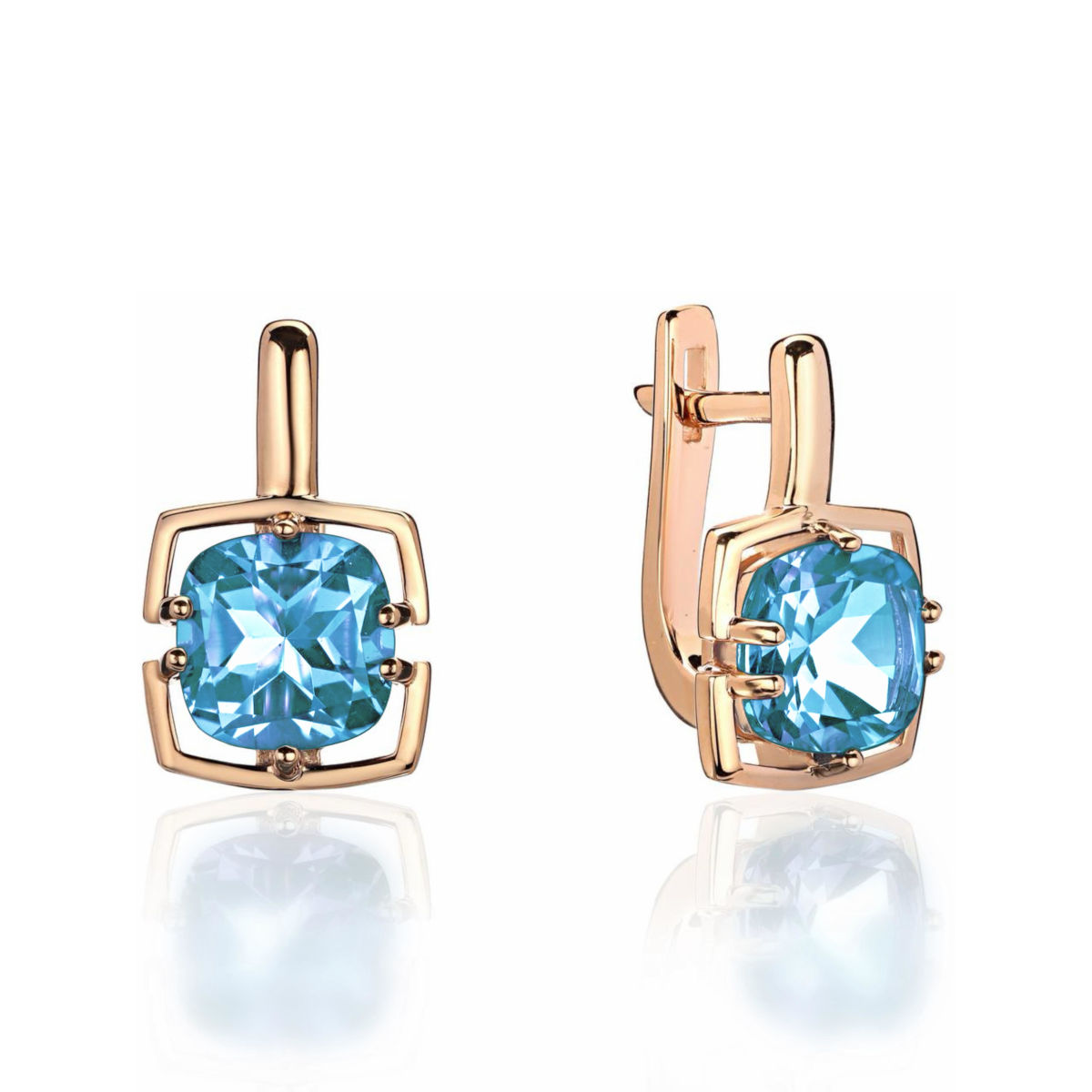 Серьги из красного золота 585 пробы с топазами 01С3115459-1