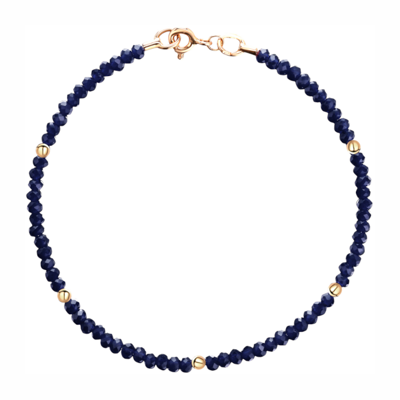 Браслет из красного золота 585 пробы с синим хрусталем 01Б213151-1