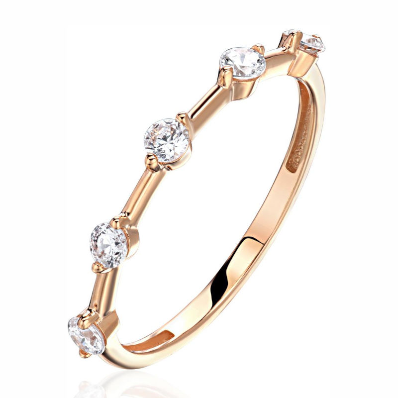 Кольцо из красного золота 585 пробы с фианитами 01К1115996