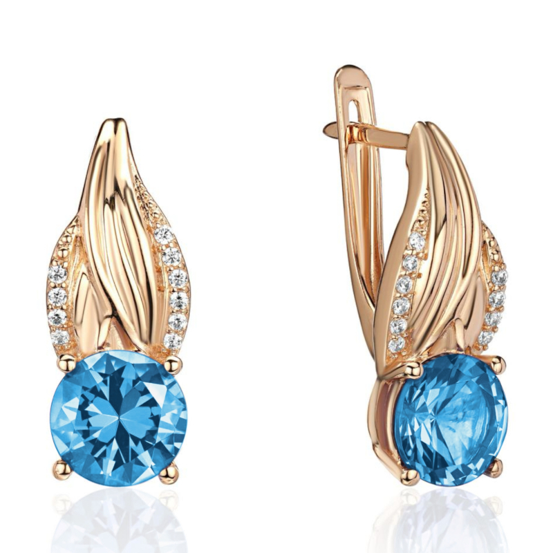 Серьги из красного золота 585 пробы с топазами и фианитами 01С3115349-1