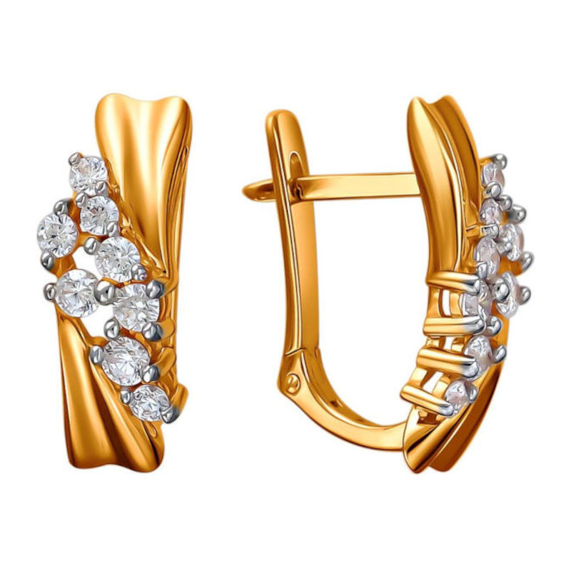 Серьги из красного золота 585 пробы с фианитами 01С1113307Р