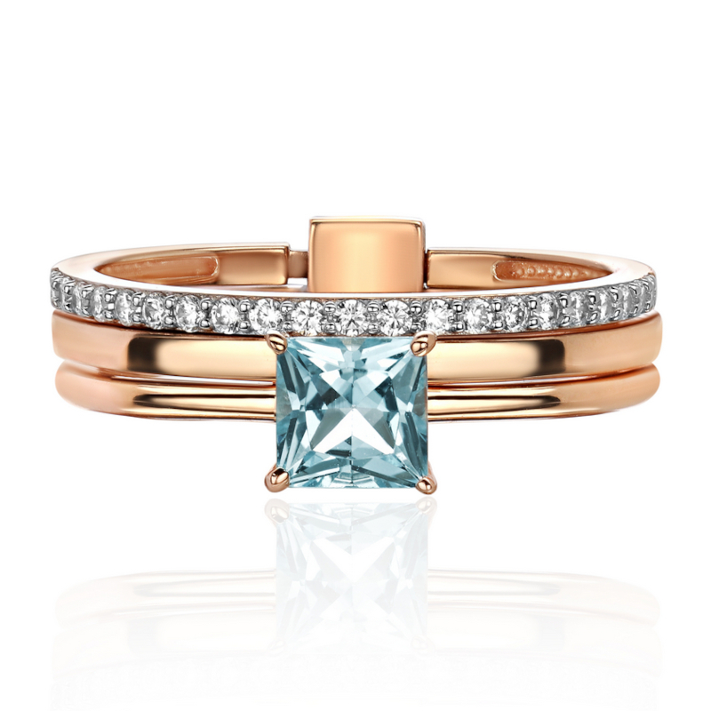 Кольцо из красного золота 585 пробы с топазом и фианитами 01К3115491Р-1