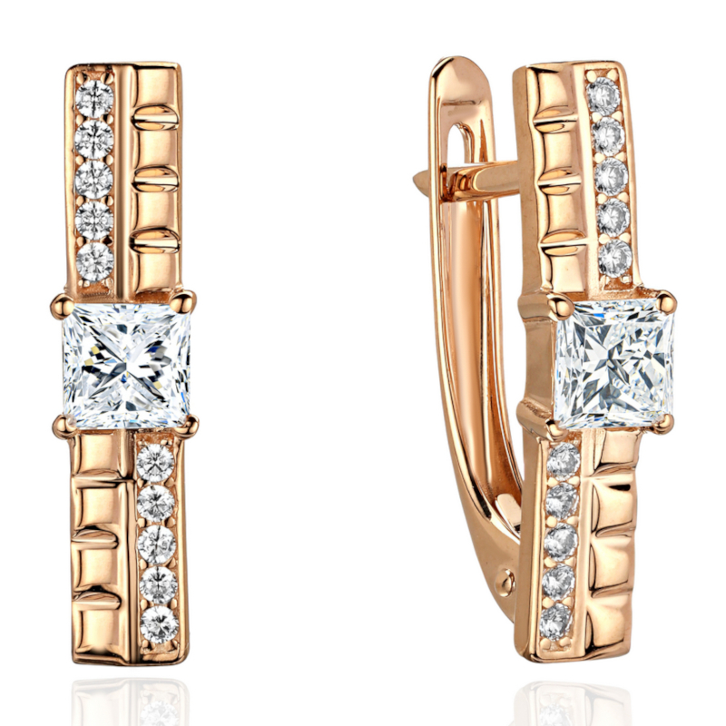Серьги из красного золота 585 пробы с фианитами 01С1115162