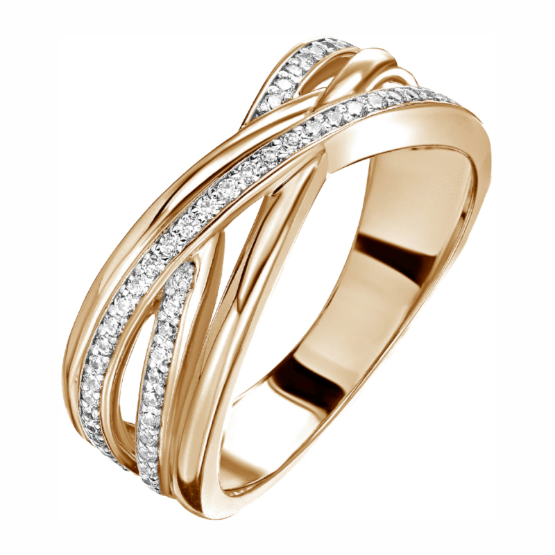 Кольцо из красного золота 585 пробы с фианитами 01К1115368Р