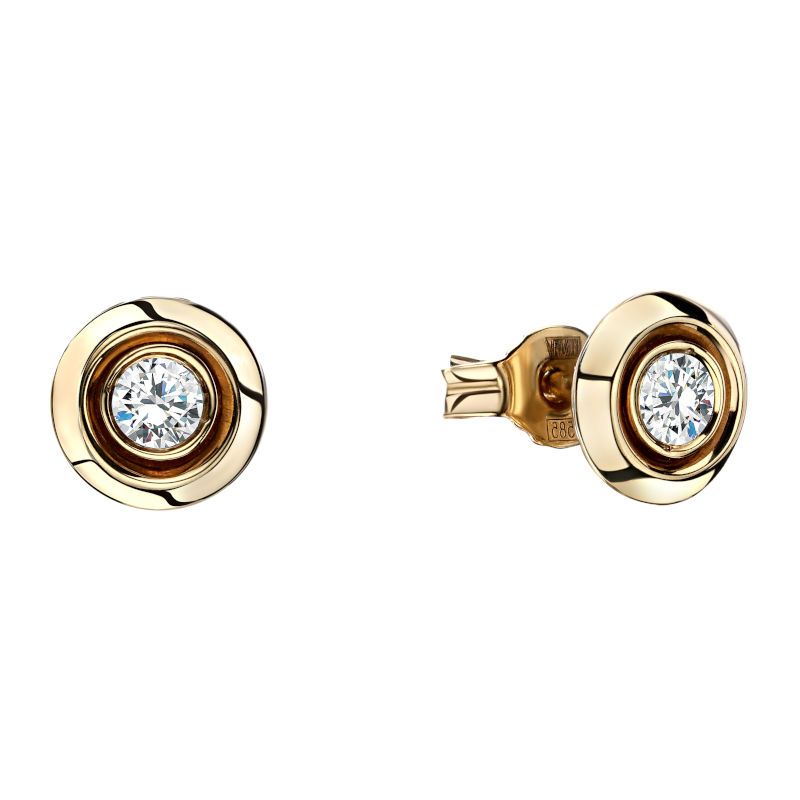Серьги из желтого золота 585 пробы с фианитами 01С1314912