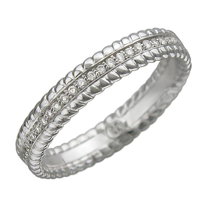 Кольцо обручальное из белого золота 750 пробы с бриллиантами 01О670416