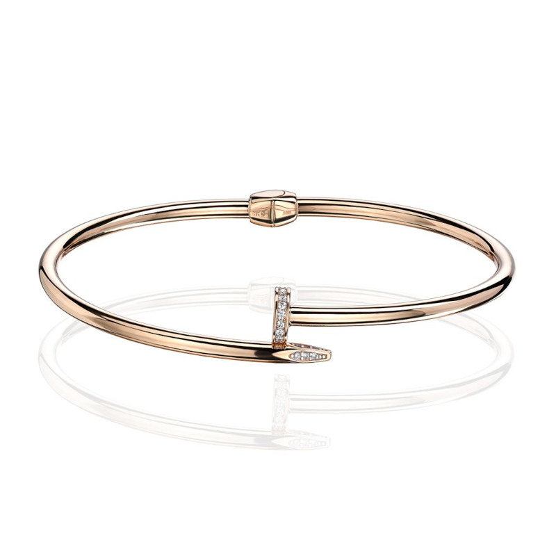 Браслет "Гвоздь" из красного золота 375 пробы с фианитами 01Б112998S