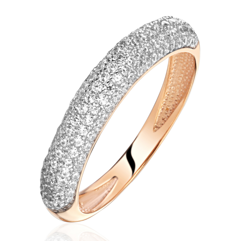 Кольцо из красного золота 585 пробы с фианитами 01К1114898Р