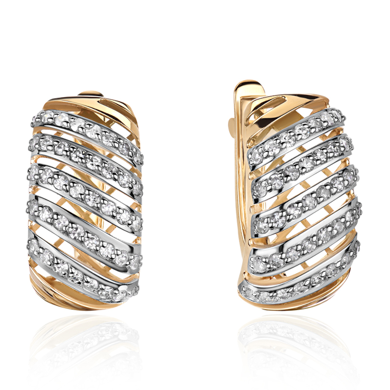 Серьги из желтого золота 585 пробы с фианитами 01С1317116Р