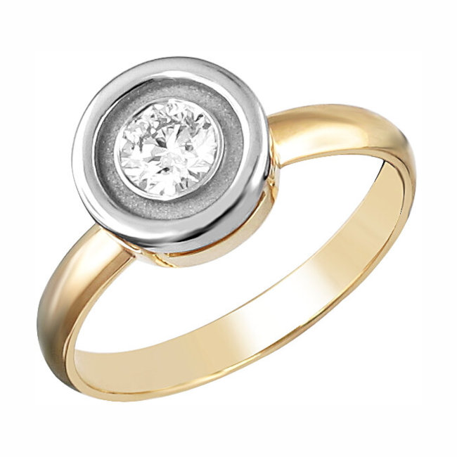 Кольцо из комбинированного золота 750 пробы с бриллиантом 01К6810419