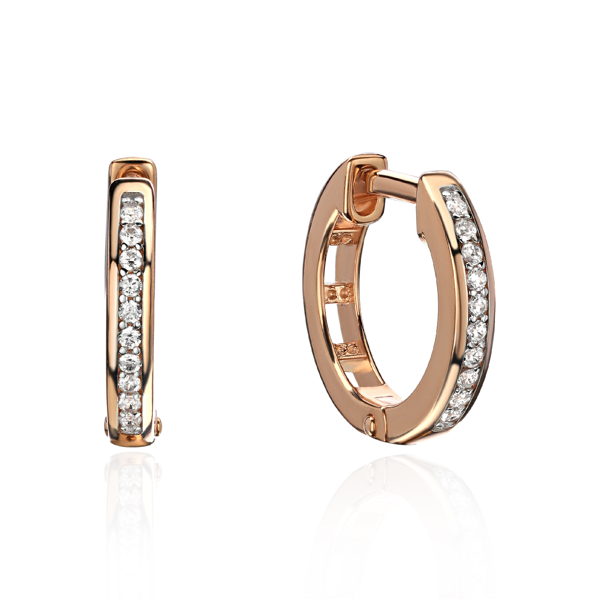 Серьги из красного золота 585 пробы с фианитами 01С1114391Р